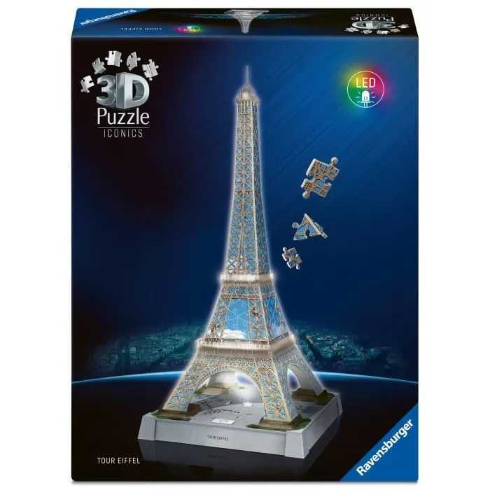 Ravensburger - Puzzle 3D Iconics Tour Eiffel Illuminée avec éclairage intégré - Reproduction décorative Ravensburger - Puzzle 3D Iconics Tour Eiffel Illuminée avec éclairage intégré - Reproduction décorative