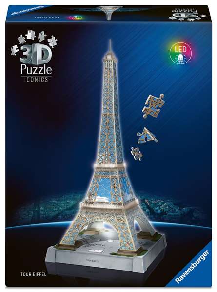 Ravensburger Puzzle 3D Iconics - Tour Eiffel illuminée avec LED Ravensburger Puzzle 3D Iconics - Tour Eiffel illuminée avec LED