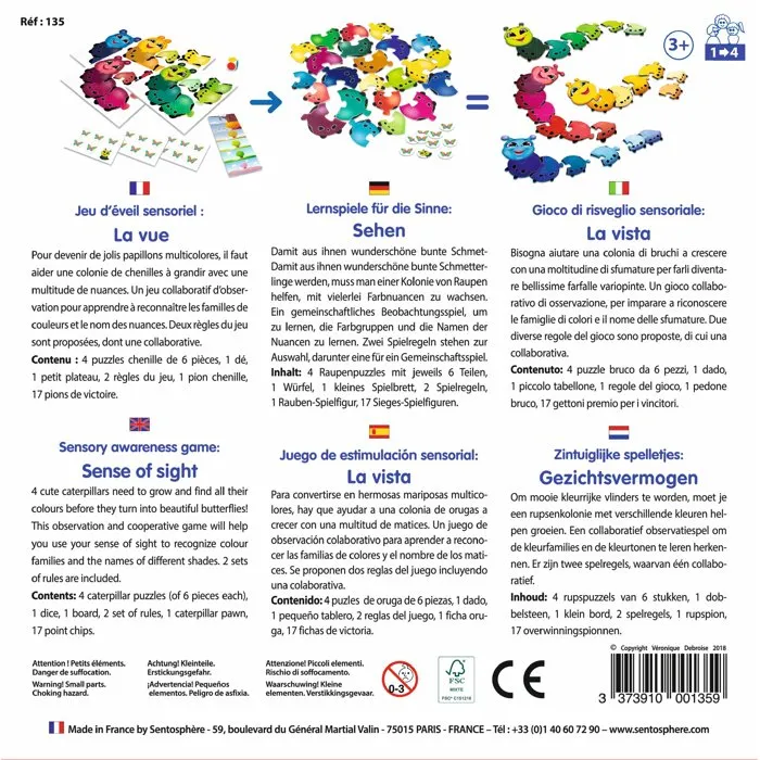 Sentosphere Jeu Sensoriel La Vue - Jeu Collaboratif d'Observation et de Réflexe sur les Couleurs - Dès 3 Ans