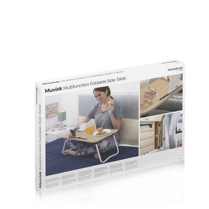 Pack Table d'Appoint Pliante Multi-Usage et Coussin de lecture avec accoudoirs InnovaGoods