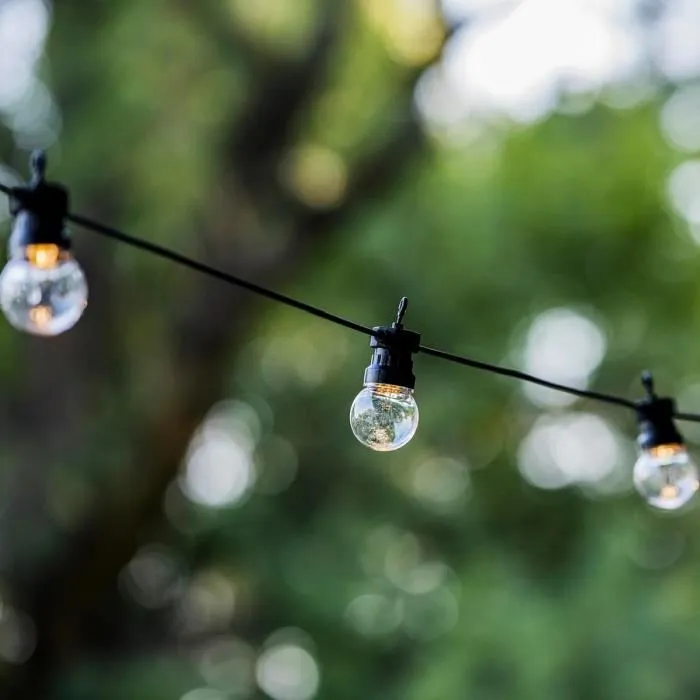 Lumisky PARTY CLEAR SOLAR Guirlande lumineuse solaire - 10 globes transparents, LED blanc chaud, 5.90m, 8 modes d'éclairage