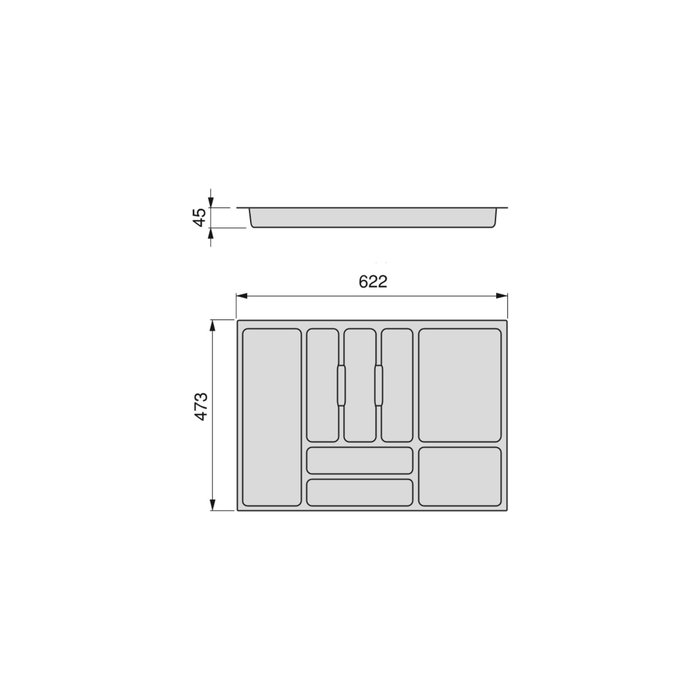Emuca range-couverts Optima Vertex/Concept, profondeur 500mm, plateau 16mm, module 700mm, Plastique, Blanc