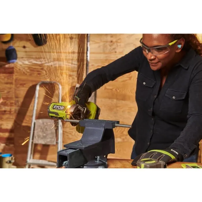 Ryobi Meuleuse d'angle sans fil 18V Brushless, diametre 76 mm, 20000 tr/min, coupe 16 mm, avec 3 disques