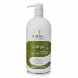 Arual Shampoing Traitant à la Kératine et Élastine - 1L - Pour Cheveux Fragiles, Pellicules, Chute et Excès de Sébuм