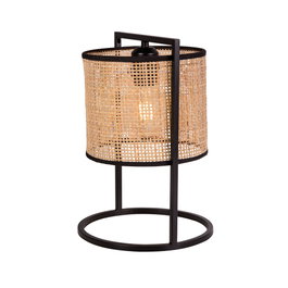 Kamianske Lampe de Table en Rotin et Métal Noir