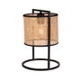 Lampe de table Kamianske en rotin avec abat-jour naturel et base métal noire [SKD-T1022]