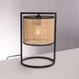 Kamianske Lampe de Table en Rotin Modèle SKD-T1022 - Style Boho-Chic Naturel - Ampoule E27 - Structure Métal Noir