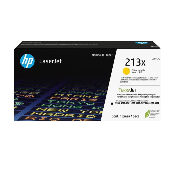HP Cartouche Toner 213X Haute Capacité W2132X Jaune Original LaserJet HP Cartouche Toner 213X Haute Capacité W2132X Jaune Original LaserJet