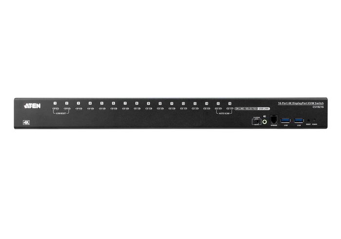 Aten CS19216 - Commutateur KVM 16 ports avec DisplayPort 4K DCI (4096x2160) et hub USB 3.0 - Cascade jusqu'à 256 ordinateurs, technologie Video DynaSync