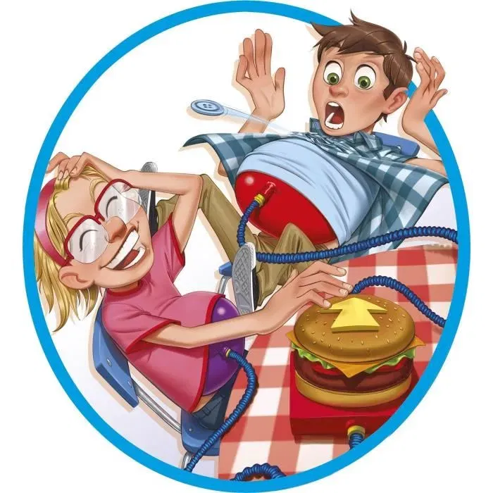 Lansay Burger Boom - Jeu de société familial pour enfants dès 5 ans - Jeu de cartes et action où l'on gonfle le ventre d'un burger jusqu'à l'explosion