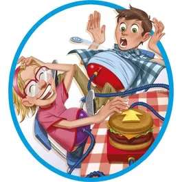 Lansay Burger Boom - Jeu de société familial pour enfants dès 5 ans - Jeu de cartes et action où l'on gonfle le ventre d'un burger jusqu'à l'explosion