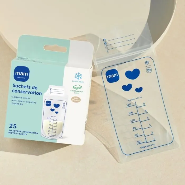 MAM Sachets de conservation - Pack de 25 - 180 ml MAM Sachets de conservation - Pack de 25 - 180 ml