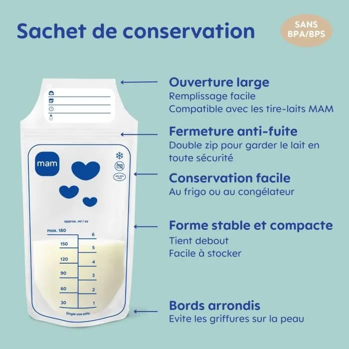 MAM Sachets de conservation - Pack de 25 - 180 ml MAM Sachets de conservation - Pack de 25 - 180 ml
