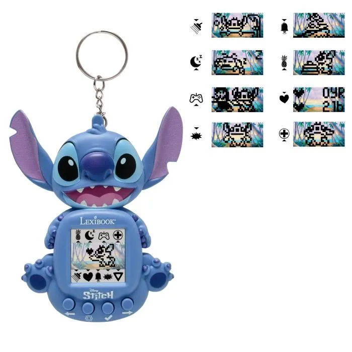 Lexibook Console de jeu portable Stitch Mon compagnon virtuel avec écran couleur et porte-clés intégré - My Best-e - Pour enfant dès 5 ans