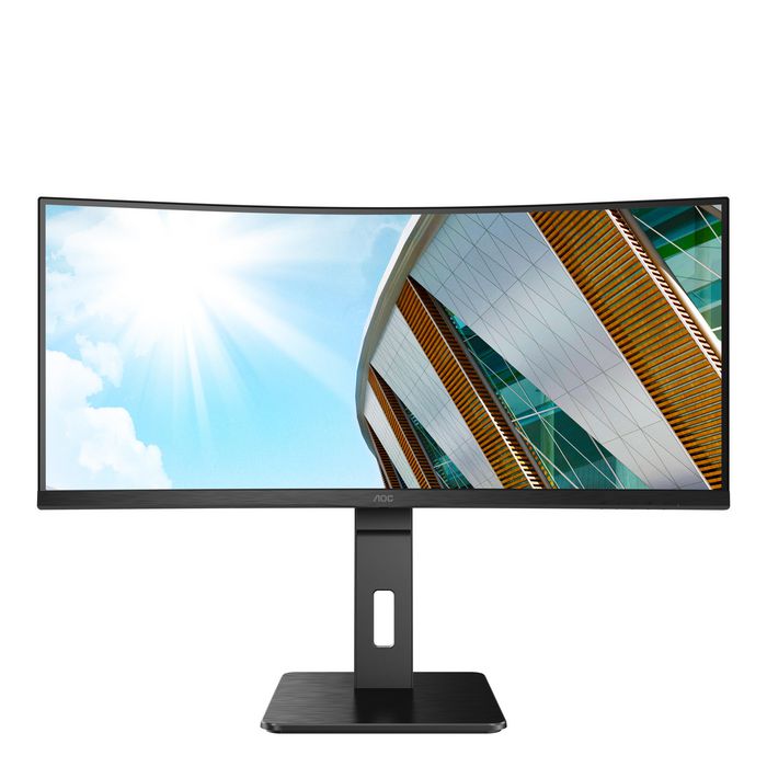AOC Écran PC Gamer/Professionnel Courbé 34 Pouces (86,4 cm) - 1500R - Résolution QHD 3440x1440 - Dalle VA - Ports HDMI 2.0, DisplayPort 1.2 et USB 3.2 - AdaptiveSync