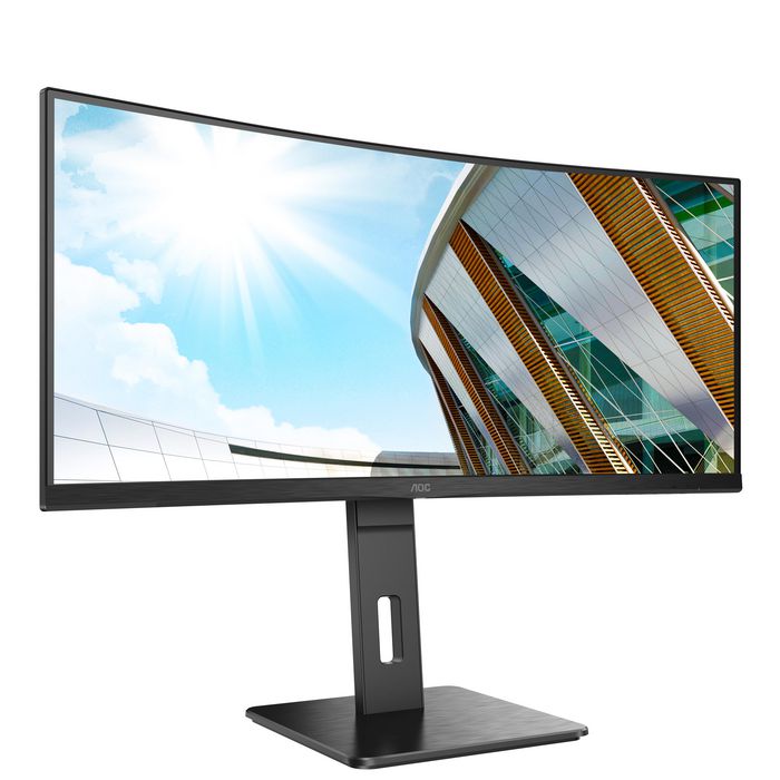 AOC Écran PC Gamer/Professionnel Courbé 34 Pouces (86,4 cm) - 1500R - Résolution QHD 3440x1440 - Dalle VA - Ports HDMI 2.0, DisplayPort 1.2 et USB 3.2 - AdaptiveSync