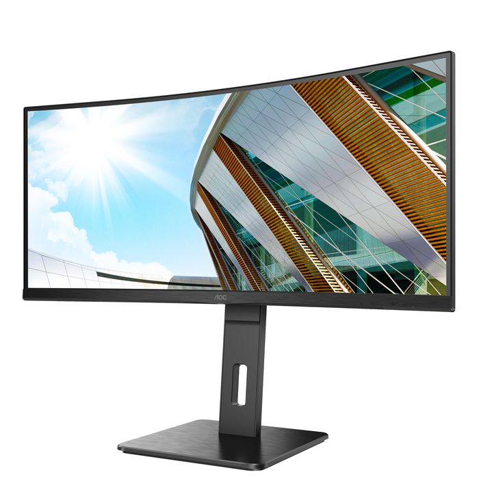 AOC Écran PC Gamer/Professionnel Courbé 34 Pouces (86,4 cm) - 1500R - Résolution QHD 3440x1440 - Dalle VA - Ports HDMI 2.0, DisplayPort 1.2 et USB 3.2 - AdaptiveSync