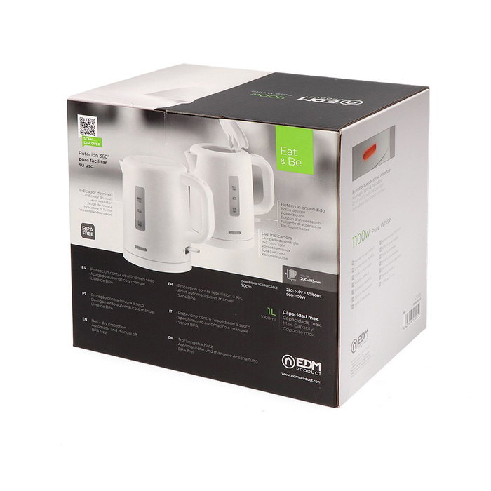 Edm Bouilleur d'eau électrique Pure white 1 L 1100 W