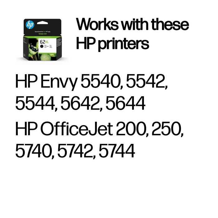 HP Cartouche d'encre authentique 62XL Noir - Grande capacité - Compatible avec HP ENVY et OfficeJet séries 5540, 5740