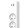 Quarx - Multiprise électrique 4 prises avec 1 port USB Type-C 18W, 2 ports USB-A QC 3.0, câble 1,5 m, blanc et gris, norme NF