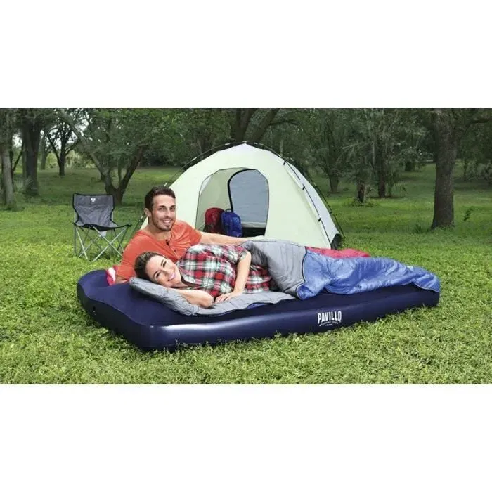 Bestway Matelas gonflable camping 2 places, modèle 67225, 191 cm x 137 cm x 22 cm, avec pompe à pied intégrée - Capacité max 300 kg