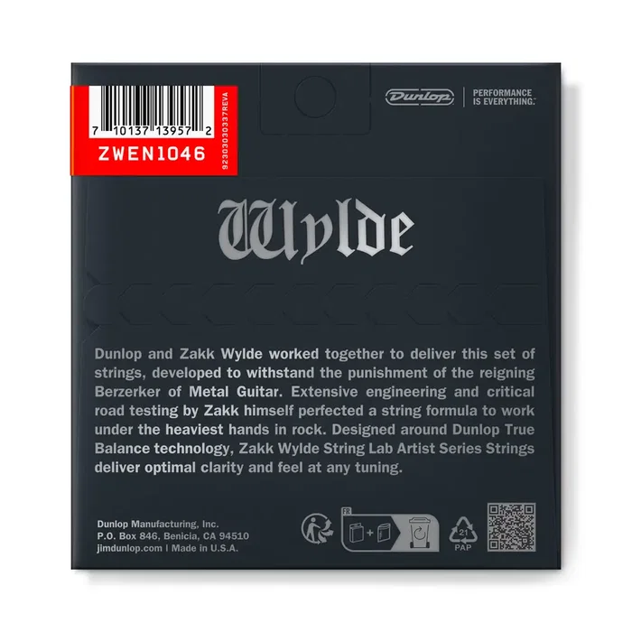 DUNLOPST Jeu de cordes pour guitare électrique Zakk Wylde 10-46