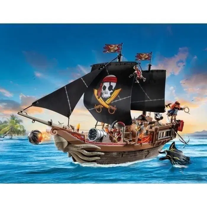 Playmobil 71530 Bateau Pirates avec Canon, Échelle et Crochet, 3 Personnages et Accessoires, 137 Pièces, Jeu de Rôle Créatif, À Partir de 4 Ans