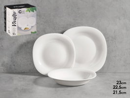 Vivalto Set Vaisselle Carré Opal 18 Pièces 24x24x19 cm Blanc (Set de 2)