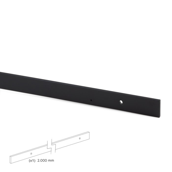 Emuca Kit de quincaillerie pour porte coulissante suspendue en bois de Barn, Sans fermeture souple, panneaux non inclus, Acier et Plastique, Peint en noir