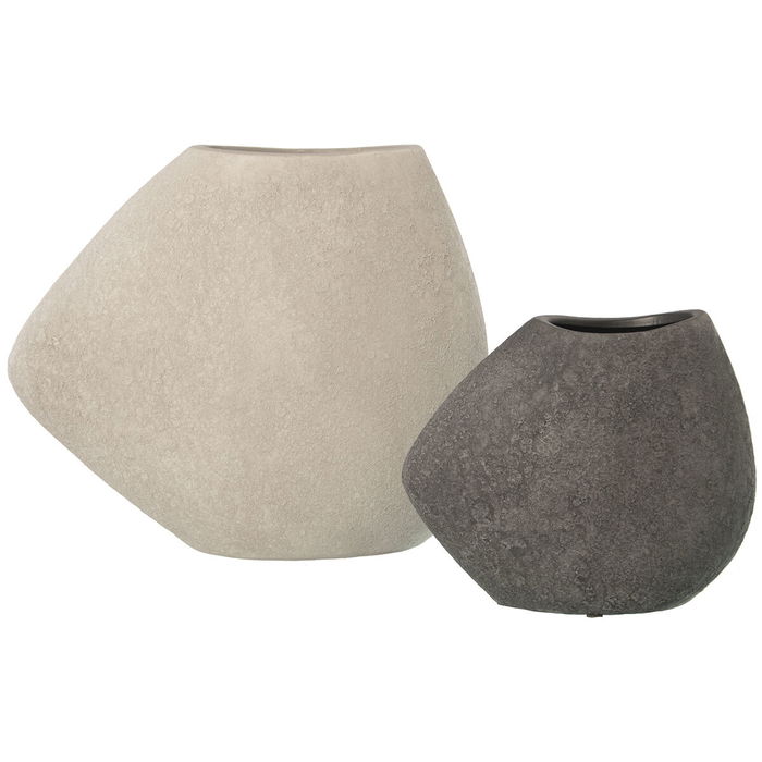 Ensemble de 2 Vases Alexandra House Living Blanc Gris Céramique 22 x 20 x 13 cm Ensemble de 2 Vases Alexandra House Living Blanc Gris Céramique 22 x 20 x 13 cm