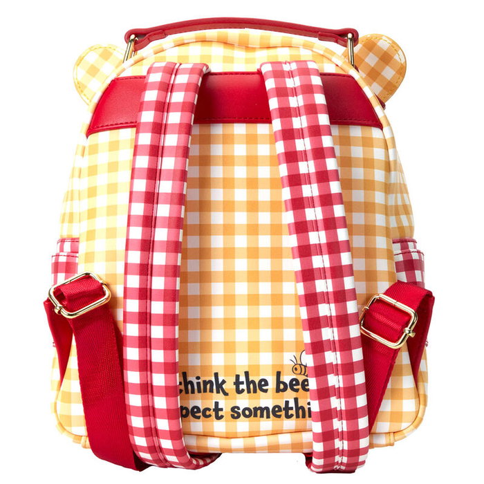 LOUNGEFLY Mochila Sac à dos Disney Winnie the Pooh Gingham 25 cm avec détails en cuir vegan, broderies et appliqués