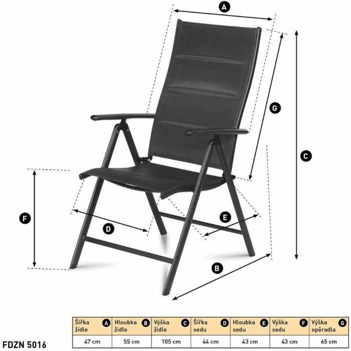 Fieldmann FDZN 5016 Lot de 2 chaises de jardin noires