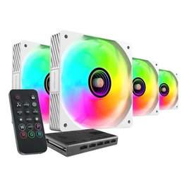 Mars Gaming MF3DPROKIT Kit 4 Ventilateurs ARGB 120 mm avec Hub Contrôleur et Télécommande RF - Blanc