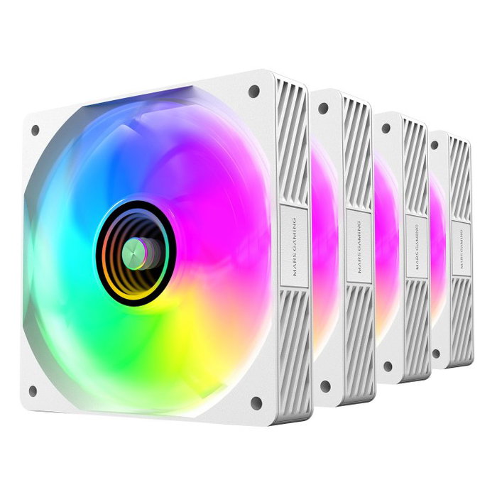 Mars Gaming MF3DPROKIT Kit 4 Ventilateurs ARGB 120 mm avec Hub Contrôleur et Télécommande RF - Blanc Mars Gaming MF3DPROKIT Kit 4 Ventilateurs ARGB 120 mm avec Hub Contrôleur et Télécommande RF - Blanc