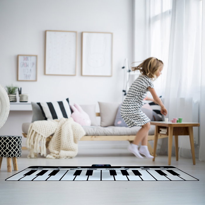 DEQUBE Manta Piano Musical XL - Tapis de sol géant 2m avec 24 touches, 8 instruments, 10 mélodies pour enfants 3 ans et plus