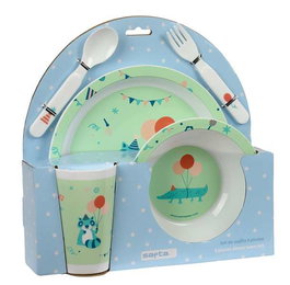 Safta Set de vaisselle et gobelet pour enfant préscolaire "Fiesta" - Assiette, couverts et verre - 26 x 26 x 9 cm