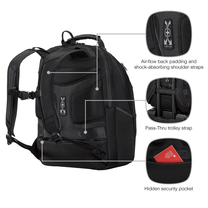 Wenger Legacy Black Series Sac à dos pour ordinateur portable 16 pouces, Noir