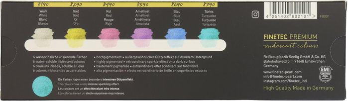 Finetec FINETEC® Premium set de aquarelles iridiscentes High Sparkle, 6 couleurs