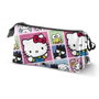 Karactermania Estuche portatodo triple - Trousse à crayons Hello Kitty à 3 compartiments avec fermeture à glissière - Panneaux motif - 23 x 8 x 11 cm