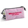 Karactermania Estuche portatodo triple - Trousse à crayons Hello Kitty à 3 compartiments avec fermeture à glissière - Panneaux motif - 23 x 8 x 11 cm