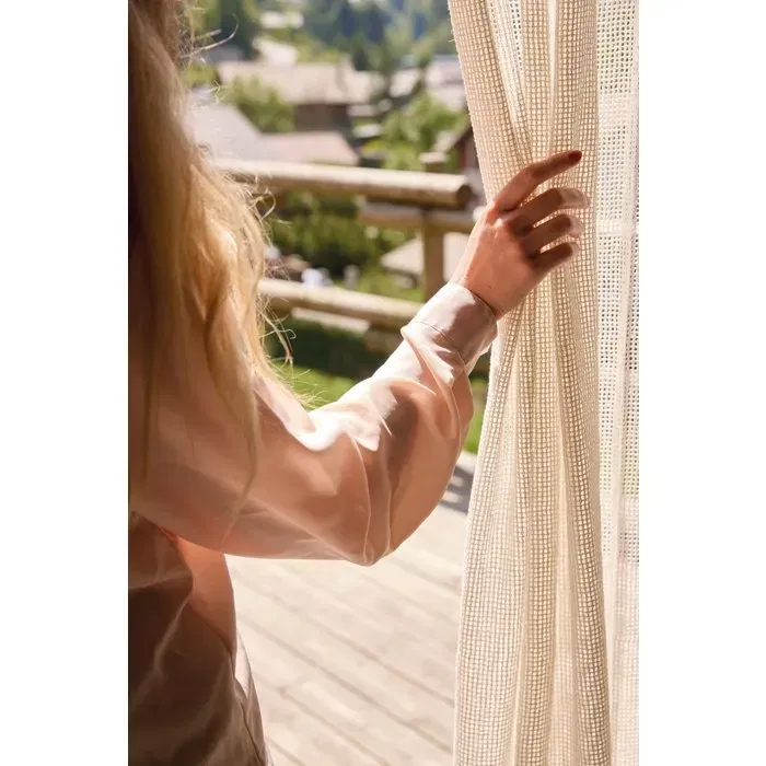 Poyet Motte - Rideau Marseillais tissé Ecru - 140 x 225 cm - 80% Coton - Fabriqué en France