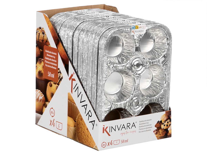 Kinvara Set de 4 Moules en Aluminium 6 Cavités 7 cm Argent (Set de 24)