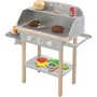 ROBA - Cuisine barbecue pour enfant en bois massif avec 14 accessoires (Gris / Naturel) - Jouet d'imitation culinaire éducatif