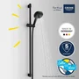 Grohe Set de douche Vitalio Comfort 269302431 avec rociador 2 chorros, barre 90 cm, flexo, finition Negro mate, Ahorro de agua