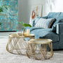 BigBuy Home Jeu de 2 tables Doré
