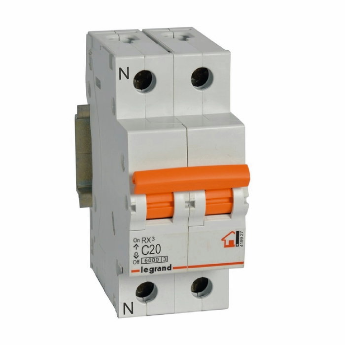 LEGRAND Interrupteur magnétothermique RX³ 1P+N 20A Courbe C LEGRAND Interrupteur magnétothermique RX³ 1P+N 20A Courbe C