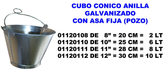 Seau conique en acier galvanisé avec anneau POZO 10 25 cm 6 L Seau conique en acier galvanisé avec anneau POZO 10 25 cm 6 L