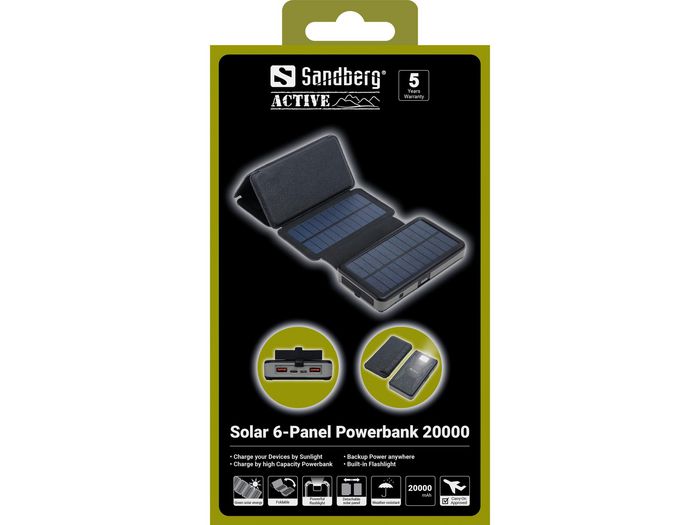 Sandberg Solar 6-Panel Powerbank 20000 Sandberg Solar 6-Panel Powerbank 20000