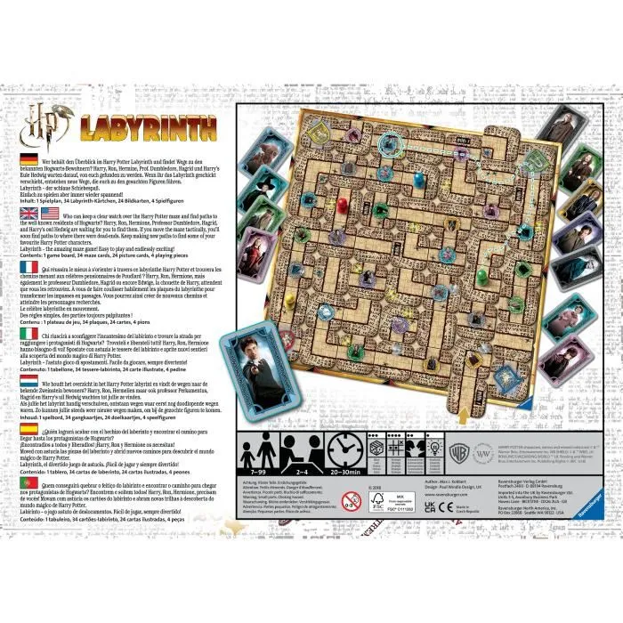 Ravensburger - Labyrinthe Harry Potter, Jeu de société familial de chasse au trésor dans un labyrinthe mobile, pour enfants et adultes dès 7 ans