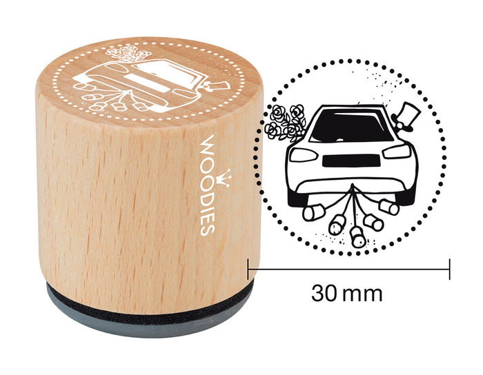 Woodies Sello de madera y caucho coche con latas 33x30mm Woodies Sello de madera y caucho coche con latas 33x30mm